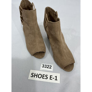 Womans Sugar Tan Size 8.5 Slip On Open Toe Elastic Wedge Booties